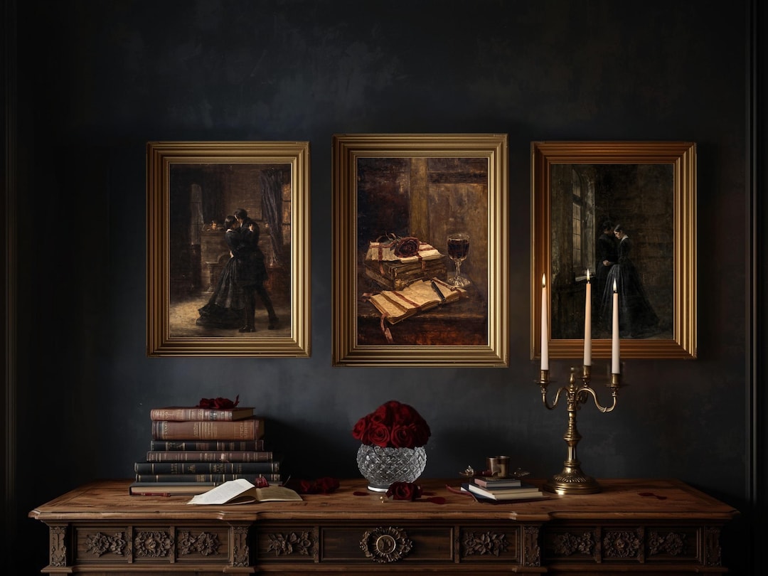 Dark Academia Gallery Wall Set, 3 Romantic Gothic Art Prints, Valentine ...