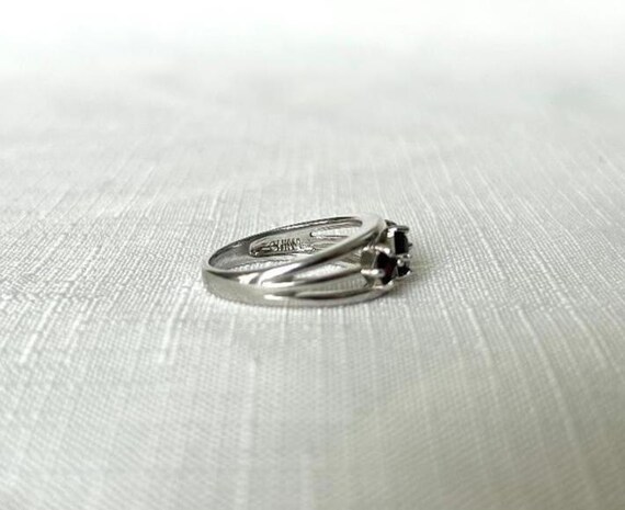 Solid Sterling Silver Red Natural Garnet Ring, Si… - image 4