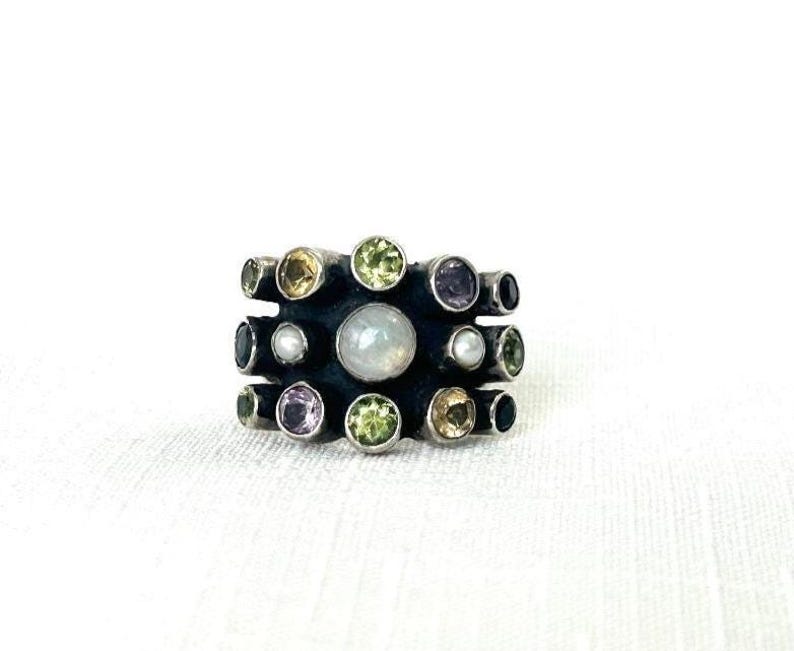 Nicky Butler Silver Rings Nicky Butler Natural Multi Gemstone Sterling Silver Ring - Etsy