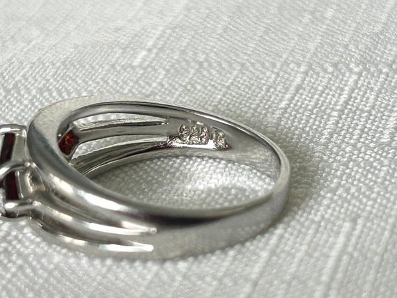 Solid Sterling Silver Red Natural Garnet Ring, Si… - image 5
