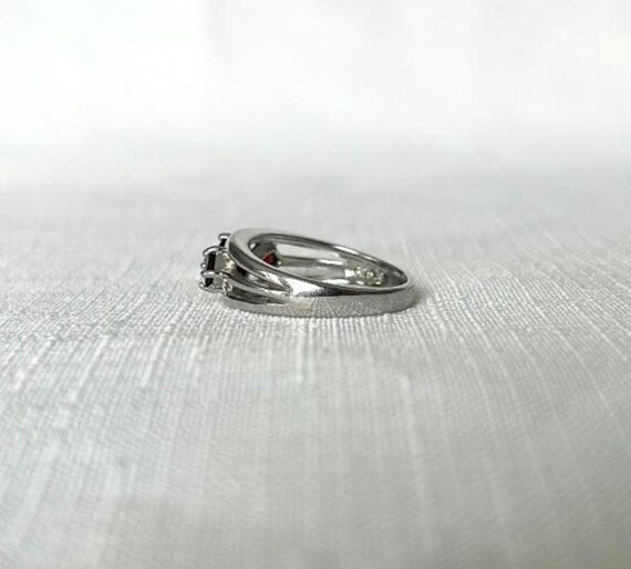 Solid Sterling Silver Red Natural Garnet Ring, Si… - image 2