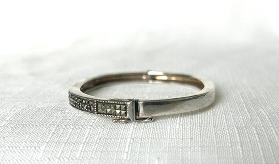 Solid Sterling Bangle with Round and Square Natur… - image 2