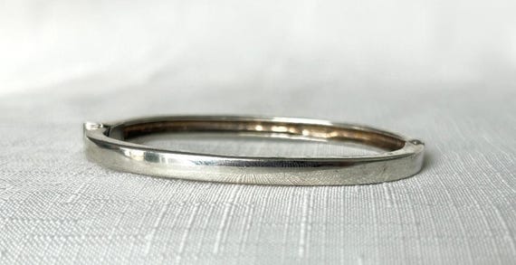Solid Sterling Bangle with Round and Square Natur… - image 3