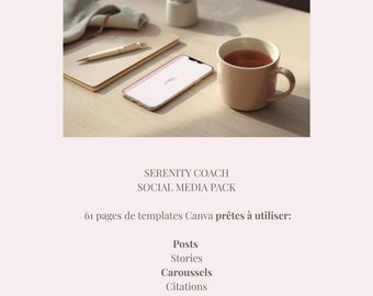 Canva Instagram Templates | French | 61 Customizable Pages | Carousel, Stories, Posts, Quotes | Content for Wellness Coaches