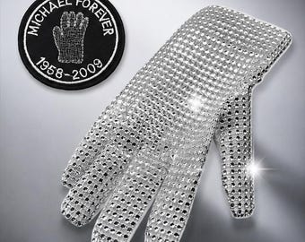 Michael Jackson Tribute Rhinestone Glove | Embroidered 1958–2009 Patch for Cosplay & Stage Performance