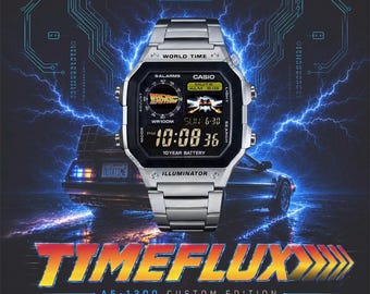 時計 Casio AE1200 Custom Casio AE1200 “timeflux” Watch Inspired by Back to the Future
