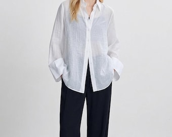 Women's Silk Blend Shirt, UPF30+ Sun Protection, Lightweight Button Down Blouse