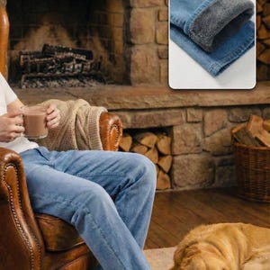 Men’s Fleece Lined Jeans, Thermal Winter Warm Denim, Stretch Slim Fit Pants, Cold Weather Outdoor Wear