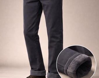 Men's Fleece Lined Corduroy Winter Boho Cotton Cargo Trousers - Etsy