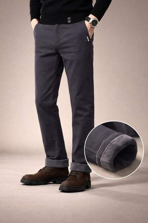 warm winter dress pants Jajaho Mens Suit Pants Winter Warm Fuzzy Lining Straight Leg Relaxed Fit Pleated Dress Pants Casual Trousers, Men's, Size: XL, Gray