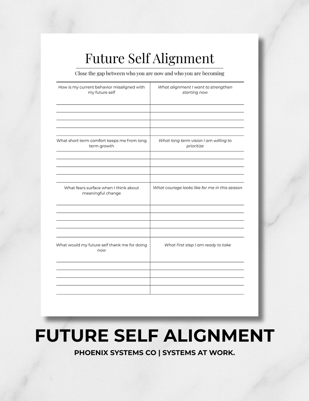 Future Self Alignment Planner Printable | Vision Clarity Workbook ...