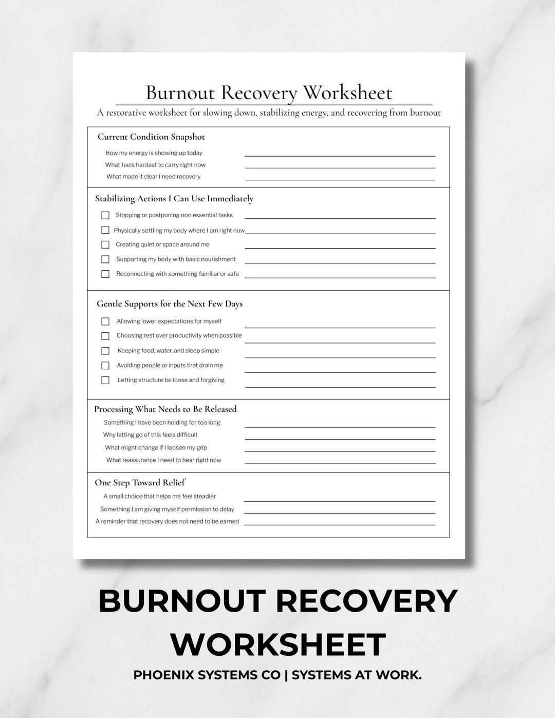 Burnout Recovery Worksheet Printable | Post Burnout Reset Tool | Energy ...