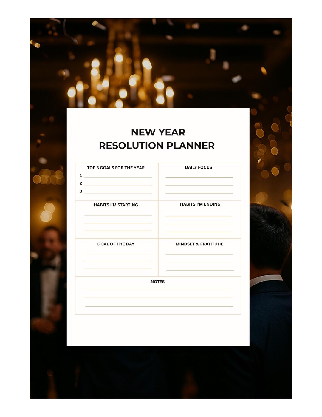 New Year Resolution Planner | Printable Suit & Tie Theme | Goal Setting ...