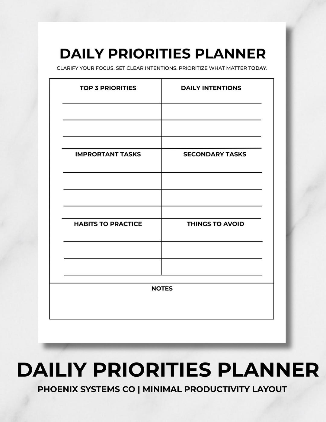 Daily Priorities Planner Printable | Daily Organizer & Productivity ...