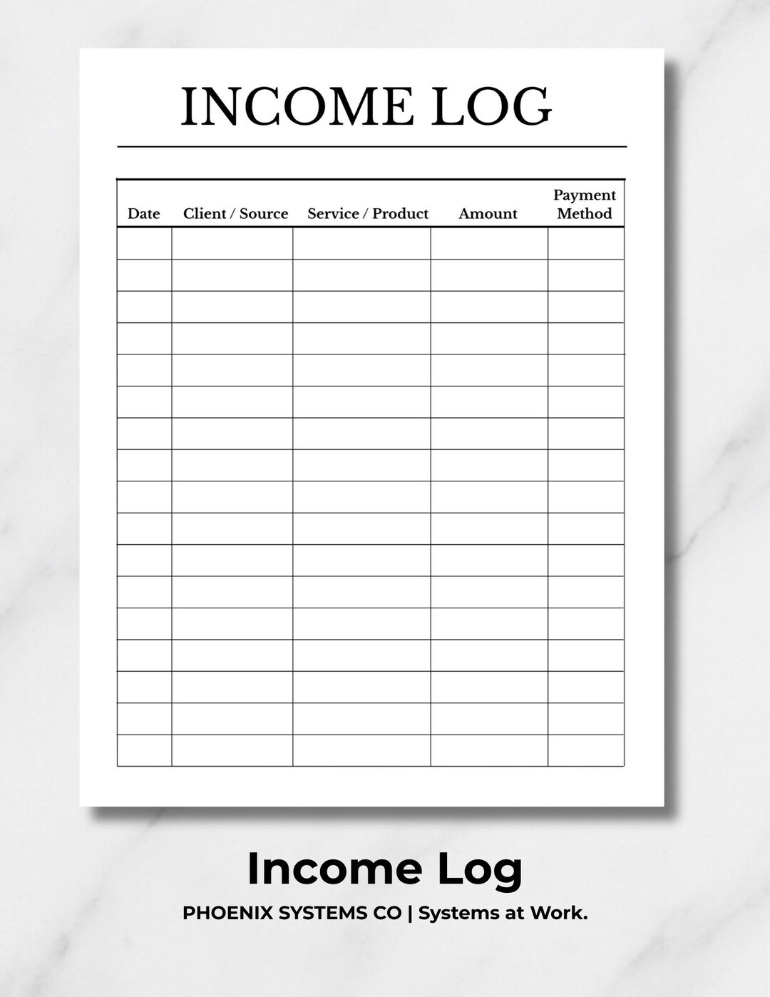 Income Log | Printable Finance Tracker | Income Sheet for Budget ...