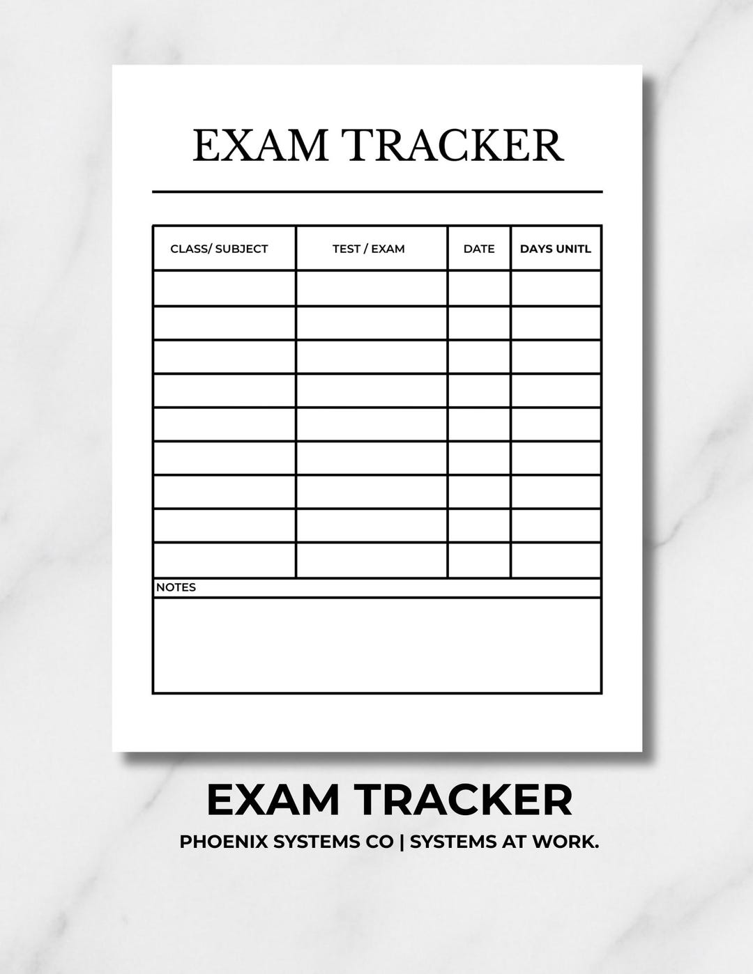 Exam & Test Planner Printable Student Exam Schedule Test Tracker ...