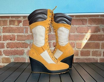 Vintage Timberland 14” Spring Point Lace-Up Wedge Boot, Size 9