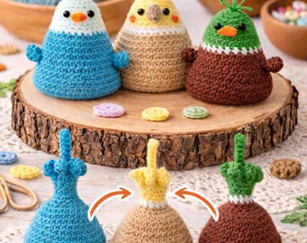 Reversible Bird Crochet Pattern – Flip, the Bird Amigurumi (PDF)