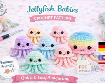 Jellyfish Babies Crochet Pattern, Amigurumi Jellyfish PDF (Quick, Beginner-Friendly, Baby Shower & Nursery Gift)
