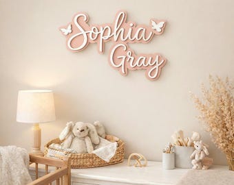 Personalized Butterfly Name Sign for Nursery, Custom Baby Name Wall Decor, Nursery Name Sign, Wooden Baby Name with Butterflies,Newborn Gift