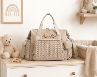 Bolsa de maternidad personalizada | Bolsa personalizada para mamá | Bolsa acolchada para bebé | Bolsa de viaje grande y multifuncional para bebé | Bolsa de pañales para baby shower