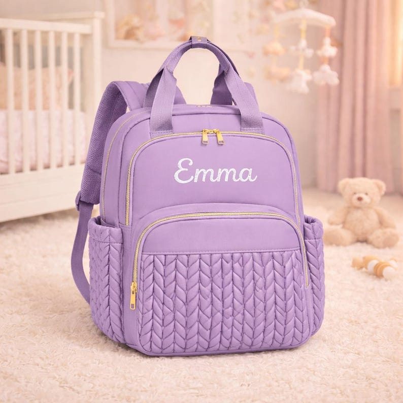 Personalized Baby Bag With Large Capacity And Multiple Pockets| Multifunction Custom Diaper Bag For Mom| Maternity Backpack|Baby Shower Gift image 5