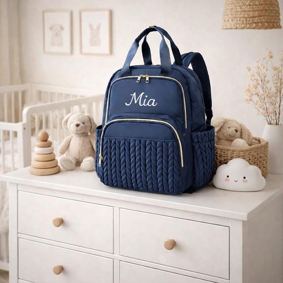 Sac Maman Bébé Multifonction Personnalisé| Grand Sac À Langer Avec Multiples Poches| Sac De Maternité Moderne| Cadeau Naissance Idéal