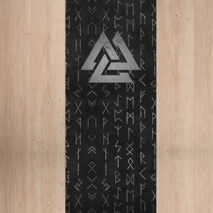 Valknut yogamat Noorse runen | Viking-yogamat | Nordic-patroonmat Odin Symbol | Heidense meditatiemat | Witchy-trainingsmat