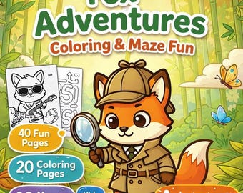 Fox Adventures Mal- & Labyrinthbuch für Kinder zwischen 4 und 8 Jahren (PDF-Download, 40 Seiten)
