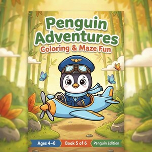 Penguin Adventures Mal- & Labyrinthbuch - Bildschirmfreie Kinderaktivität (PDF-Download, 4-8 Jahre) Bild 2