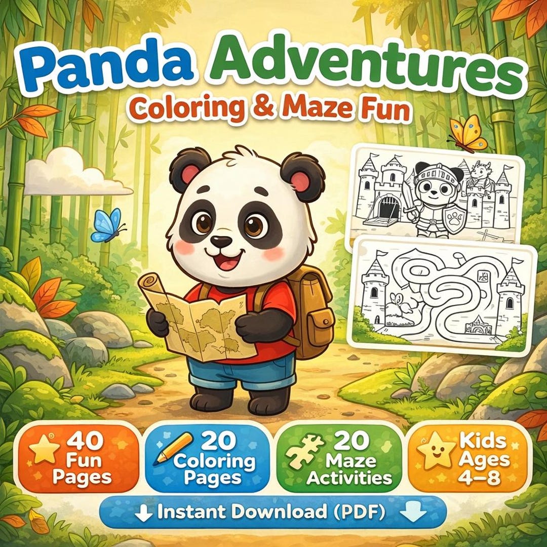 Panda Coloring & Maze Book | Fun Kids Activities (ages 4-8) (digital ...