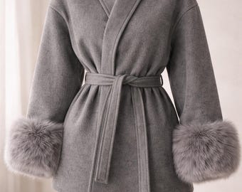 Wollen wikkeljas met riem | Warme winterjas | Elegante losvallende bovenkleding