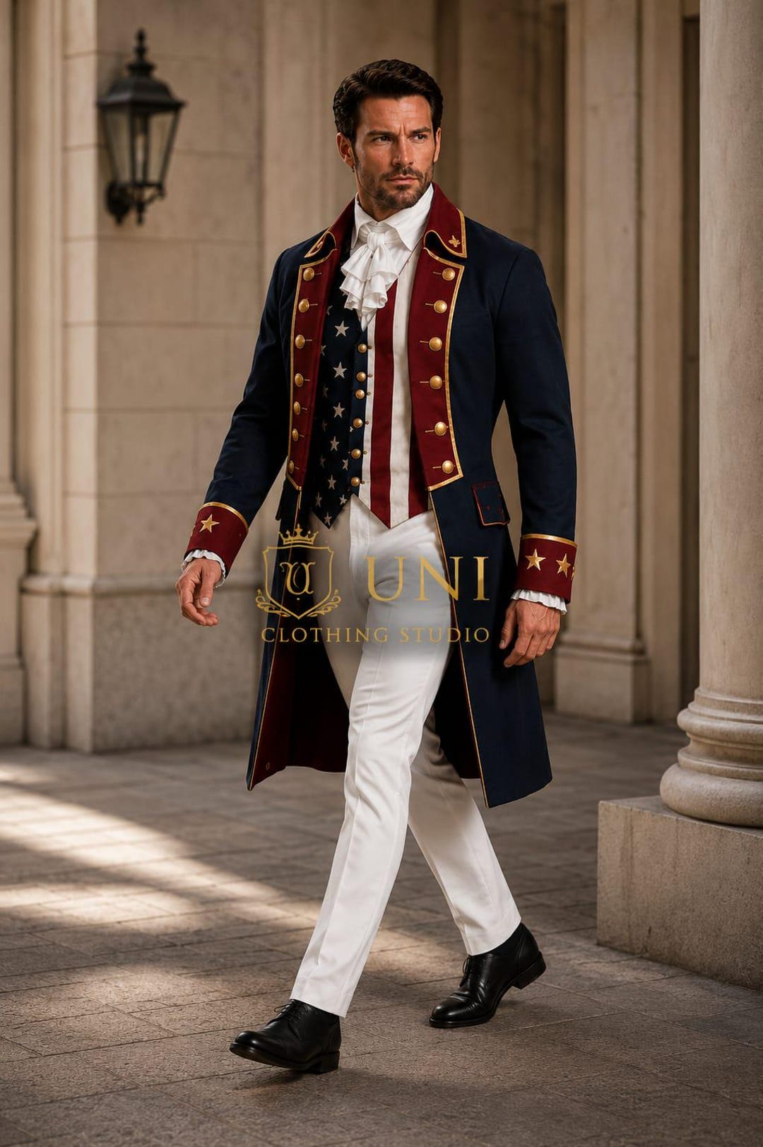 Men's Colonial Military Coat Costume – Patriotic American Flag ...