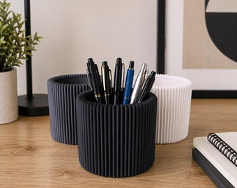 Modern Ribbed Pencil Holder – Minimalist Desk Organizer