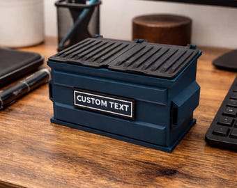 Desktop Mini Dumpster Organizer with optional custom name plate | Fun Desk Storage & Trash Can