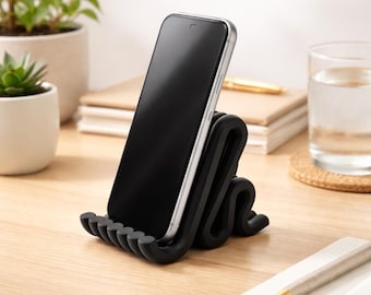 Minimalist Wavy Phone Stand | Modern Desk Accessory