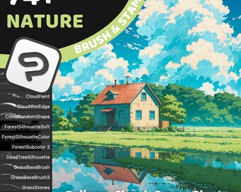 74 Clip Studio Paint Environment Brushes | Custom Nature Bundle: Landscapes, Foliage, Clouds, Trees, Grass, Water & Mountains | All-In-One