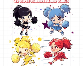 Animated Stream Alerts Pack — Cute Cheerleader Girls GIFs — Twitch, OBS, YouTube, Discord, PNGTuber