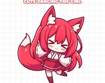 Streaming Alert GIF – Cute Dancing Fox Girl, Twitch YouTube OBS Discord