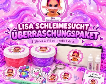 Paquete sorpresa Lisa Slime Addiction con 2 slimes (135 ml cada uno) y fantásticos extras.