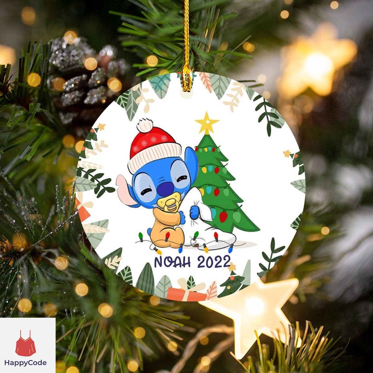 Discover Custom Stitch Baby Birthday Celebration Christmas Ornament 2022, Stitch Christmas 2022 Ornament Decoration, Ornament Home Decor 2022