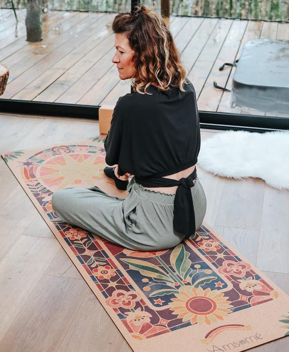 Tapis de yoga Amsomé Salutation au soleil : beau, antidérapant, naturel