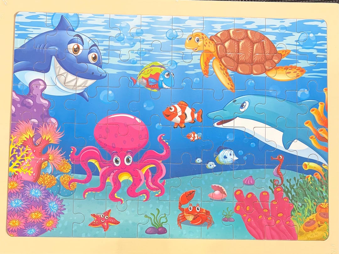 Wooden Ocean Puzzle, Under the Sea Jigsaw, Toddler Educational Toy - Etsy