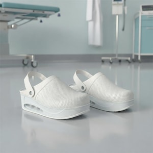 Wygodne damskie chodaki z paskiem na piętę - profesjonalne obuwie do pielęgniarstwa, medycyny, gabinetu lekarskiego, szpitala, laboratorium, apteki, kuchni, gastronomii, urody, na co dzień i do domu.