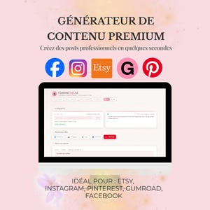 ContentCraft AI – Générateur de contenu FR/EN pour Instagram, Pinterest, Etsy, Gumroad & Facebook – Outil digital pour créateurs
