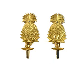 Vintage Brass Pineapple Wall Sconces Pineapple Candle holders Gold Pineapple Wall Decor