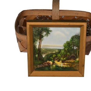 Vintage Hand Painted Delft Style Tiles Polychrome Tiles Landscape Pictures Dutch Landscape -set of 4