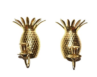 Vintage Pineapple Wall Sconce Pineapple Candle Holders Hollywood Regency Wall Sconces Brass Pineapple Wall Sconce