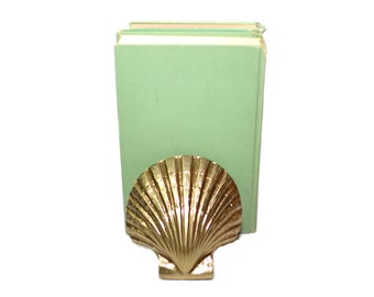 Seashell Bookends Brass Sea Shell Bookends Shell Bookends Nautical Bookends Nautical Decor Beach Decor