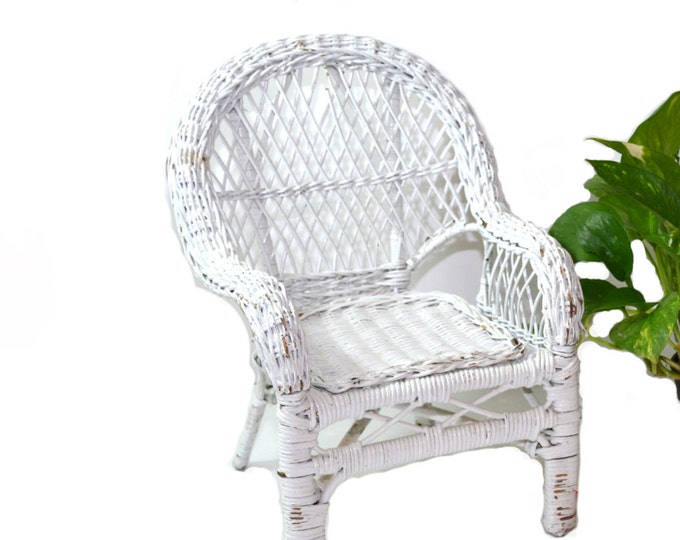 Wicker Chair Plant Stand Wicker Chair Planter White Wicker Chair Miniature Wicker Chair Boho
